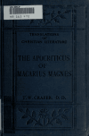 Book preview: The Apocriticus of Macarius Magnes by the Egyptian Macarius