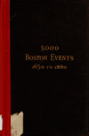 Book preview: Boston events. A brief mention and the date of more than 5,000 events that transpired in Boston from 1620 to 1880, covering a period of 250 years, by Edward H Savage