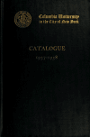 Book preview: Catalogue (Volume 1937/1938) by Columbia University