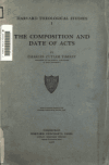 Book preview: The composition and date of Acts by Charles Cutler Torrey