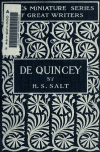 Book preview: De Quincey by Henry Stephens Salt