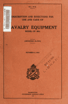 Book preview: Description and directions for the use and care of cavalry equipment, model of 1912 ... Oct. 5, 1914 by United States. Army. Ordnance Dept