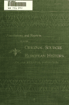 Book preview: [English mediaeval institutions by University of Pennsylvania. Dept. of History