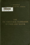 Book preview: The bacteriological examination of food and water by William George Savage