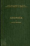Book preview: Geonica (Volume 1) by Louis Ginzberg