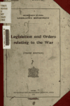 Book preview: ... Legislation and orders relating to the war .. by India