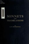Book preview: Sonnets and translations by Henry William Hutchinson