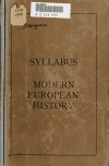 Book preview: A syllabus in modern European history from Charlemagne to the present (800-1920) by William Thomas Morgan
