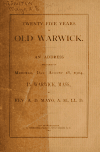 Book preview: Twenty-five years in old Warwick. An address delivered on Memorial Day, August 18, 1904, in Warwick, Mass. by A. D. (Amory Dwight) Mayo