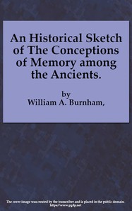 cover for book An Historical Sketch of the Conceptions of Memory among the Ancients