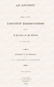 cover for book An Account of the Late Intended Insurrection among a Portion of the Blacks of this City