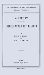 cover for book A Report Concerning the Colored Women of the South