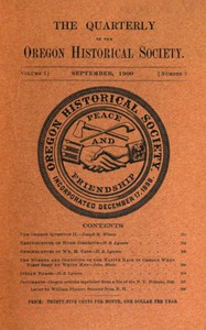 cover for book The Quarterly of the Oregon Historical Society (Vol. I, No. 3)