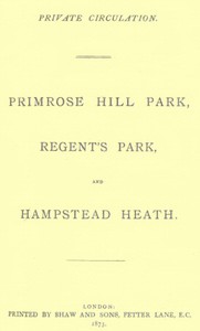 cover for book Primrose Hill Park, Regent's Park, and Hampstead Heath