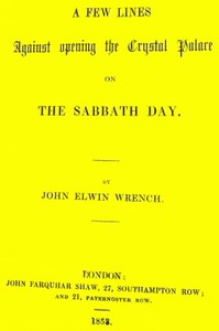cover for book A few lines against the opening of the Crystal Palace on the Sabbath day