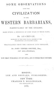 cover for book Some Observations Upon the Civilization of the Western Barbarians, Particularly of the English