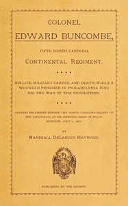 cover for book Colonel Edward Buncombe, Fifth North Carolina Continental Regiment