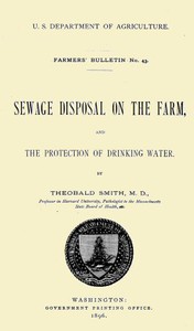 cover for book Sewage Disposal on the Farm, and Protection of Drinking Water