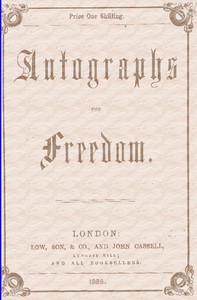 cover for book Autographs for Freedom, by Mrs. Harriet Beecher Stowe, and Thirty-five Other Eminent Writers