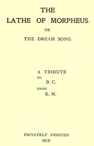 cover for book The Lathe of Morpheus; or, The dream song.