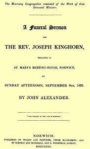 cover for book A funeral sermon for the Rev. Joseph Kinghorn