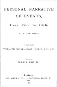 cover for book Personal Narrative of Events, From 1799 to 1815