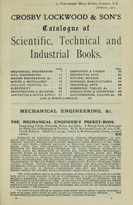 cover for book Crosby Lockwood & Son's Catalogue of Scientific, Technical and Industrial Books, January, 1901