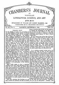 cover for book Chambers's Journal of Popular Literature, Science, and Art, Fifth Series, No. 36, Vol. I, September 6, 1884