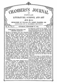 cover for book Chambers's Journal of Popular Literature, Science, and Art, Fifth Series, No. 37, Vol. I, September 13, 1884