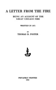 cover for book A Letter From the Fire: Being an Account of the Great Chicago Fire.