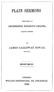 cover for book Plain Sermons, preached at Archbishop Tenison's Chapel, Regent Street. Second Series
