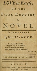 cover for book Love in Excess; or, the Fatal Enquiry