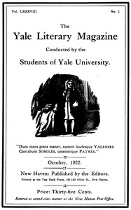 cover for book The Yale Literary Magazine (Vol. LXXXVIII, No. 1)