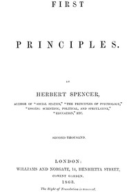 Cover of the book First principles by Herbert Spencer