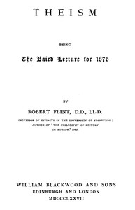 Cover of the book Theism; being the Baird lecture for 1876 by Robert Flint